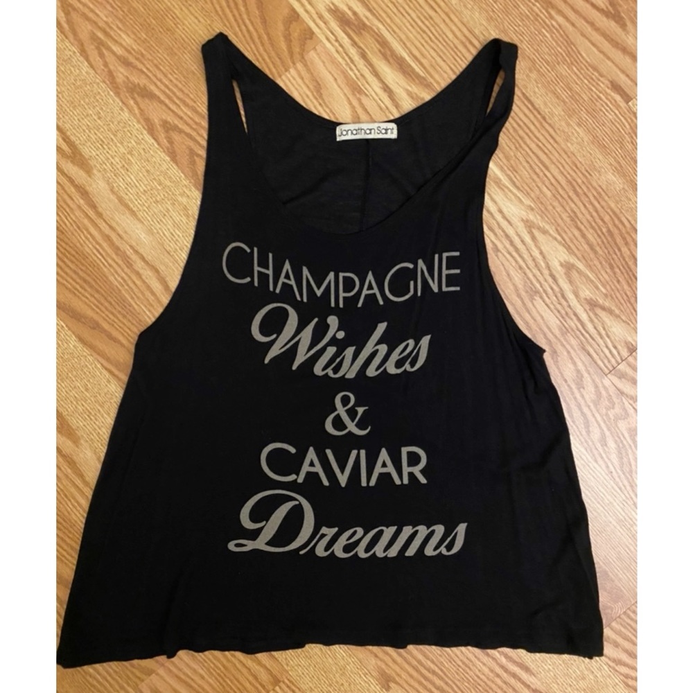 JONATHAN SAINT "Champagne Wishes & Caviar Dreams" GRAPHIC TANK SIZE SMALL